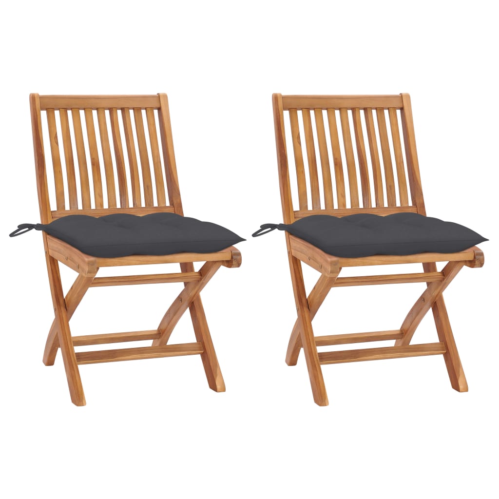 vidaXL Tuinstoelen 6 st inklapbaar met kussens massief teakhout