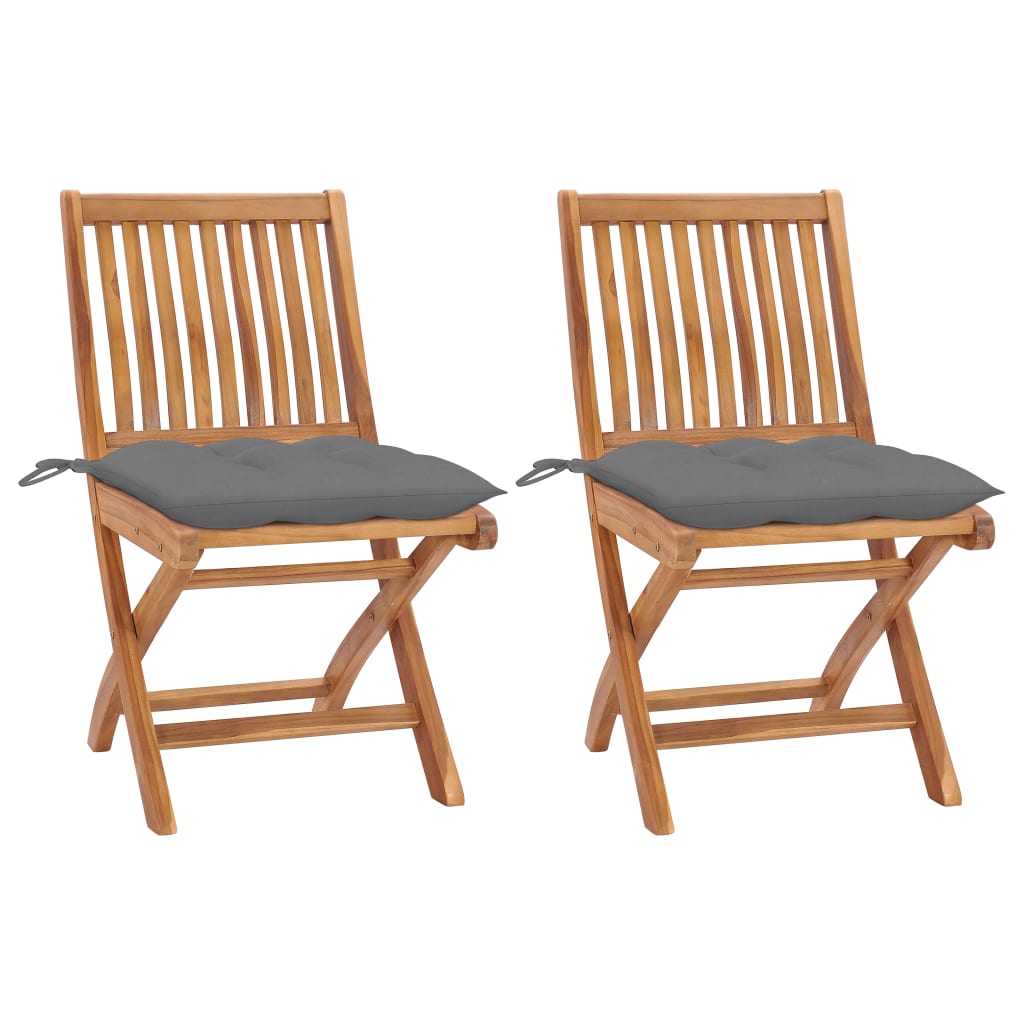vidaXL Tuinstoelen 6 st inklapbaar met kussens massief teakhout