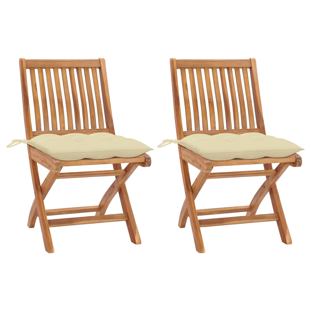 vidaXL Tuinstoelen 6 st inklapbaar met kussens massief teakhout
