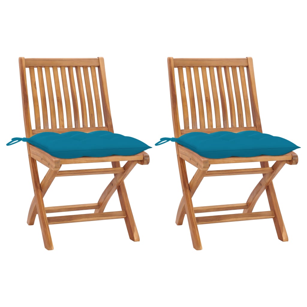 vidaXL Tuinstoelen 6 st inklapbaar met kussens massief teakhout