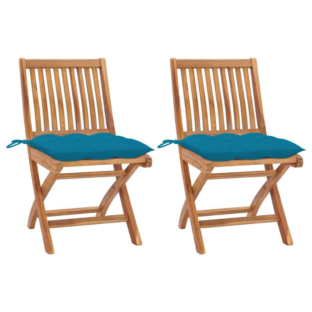 vidaXL Tuinstoelen 6 st inklapbaar met kussens massief teakhout