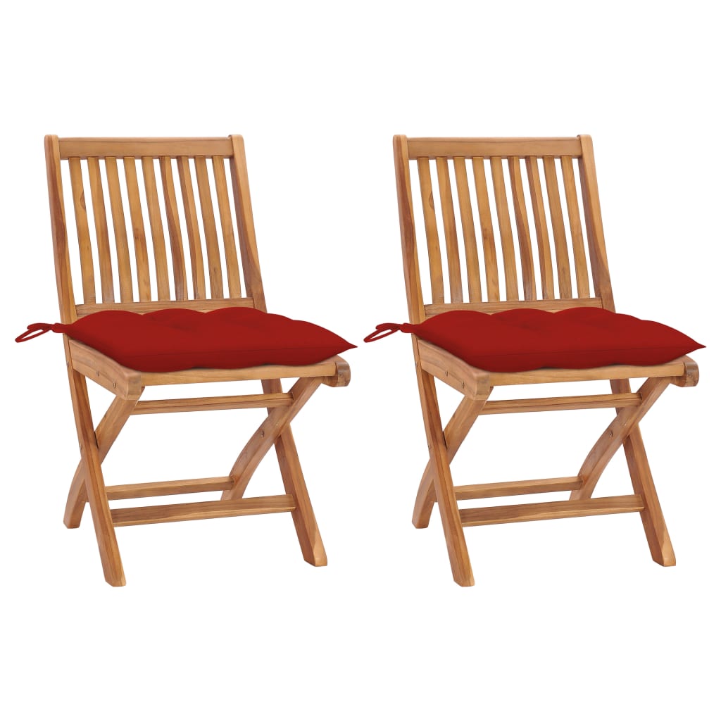 vidaXL Tuinstoelen 6 st inklapbaar met kussens massief teakhout