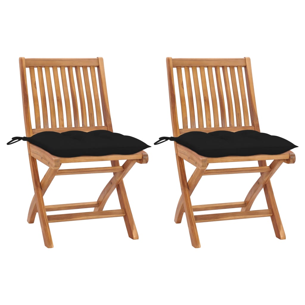 vidaXL Tuinstoelen 6 st inklapbaar met kussens massief teakhout