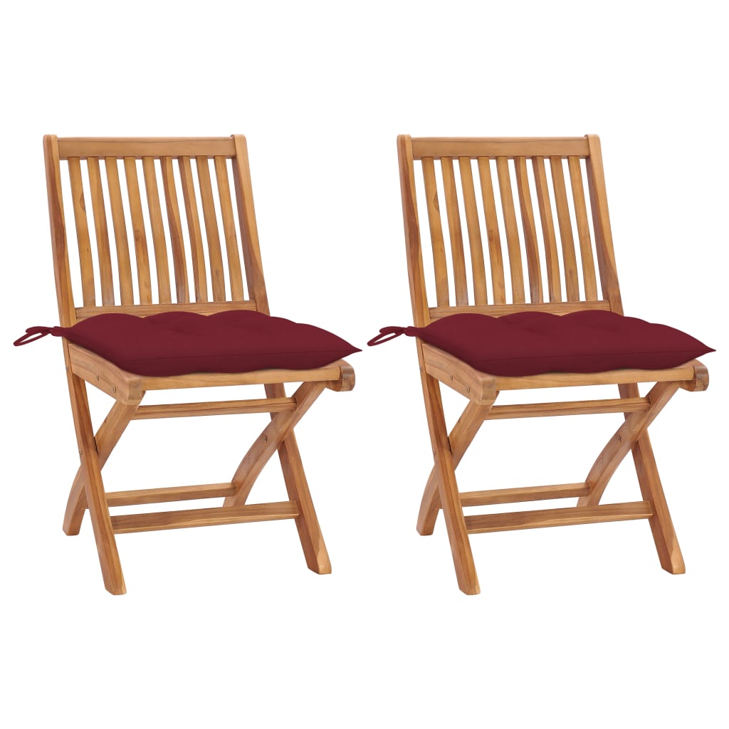 vidaXL Tuinstoelen 6 st inklapbaar met kussens massief teakhout