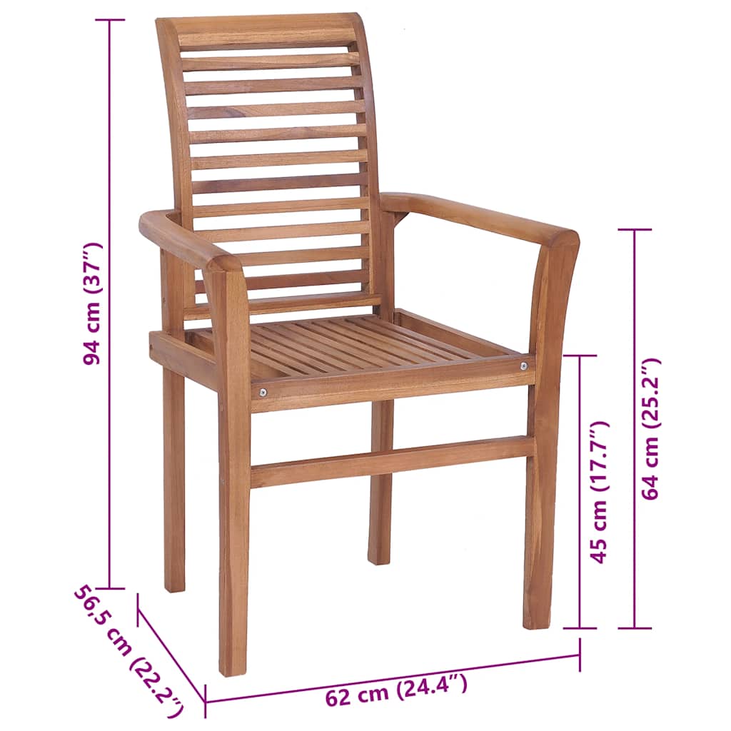 vidaXL Eetkamerstoelen 4 st met antracietkleurige kussens massief teakhout