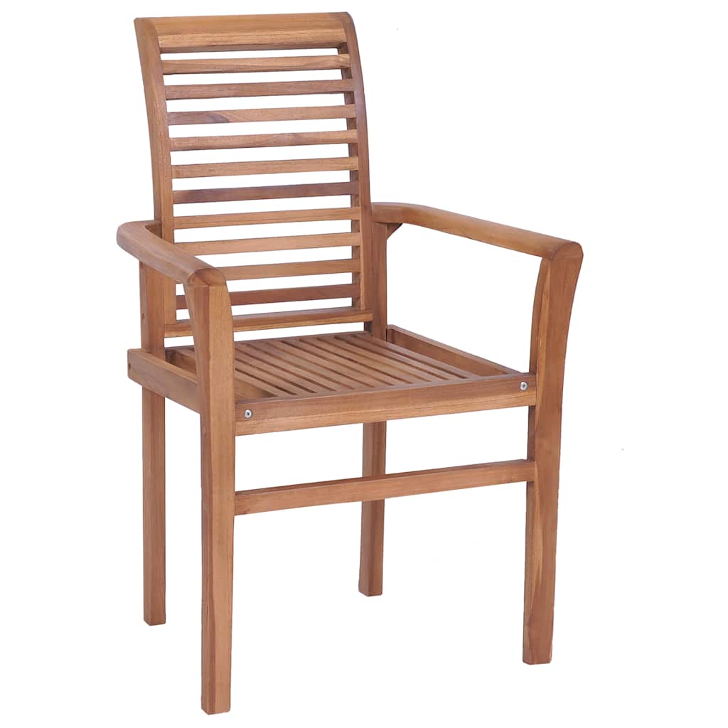 vidaXL Eetkamerstoelen 4 st met antracietkleurige kussens massief teakhout