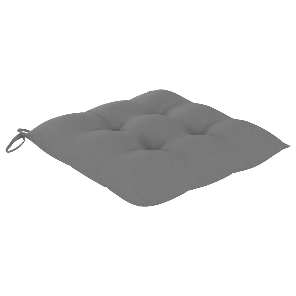 vidaXL Eetkamerstoelen 4 st met antracietkleurige kussens massief teakhout