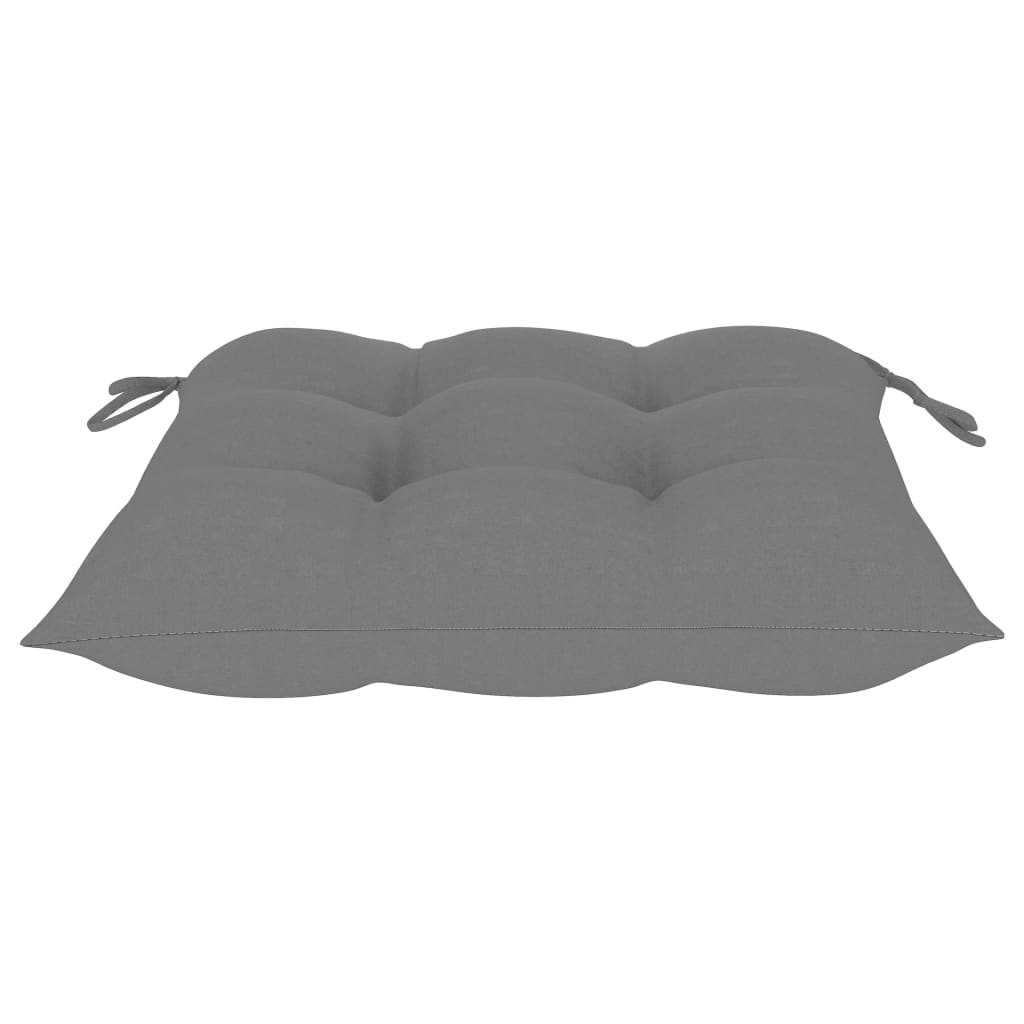 vidaXL Eetkamerstoelen 4 st met antracietkleurige kussens massief teakhout