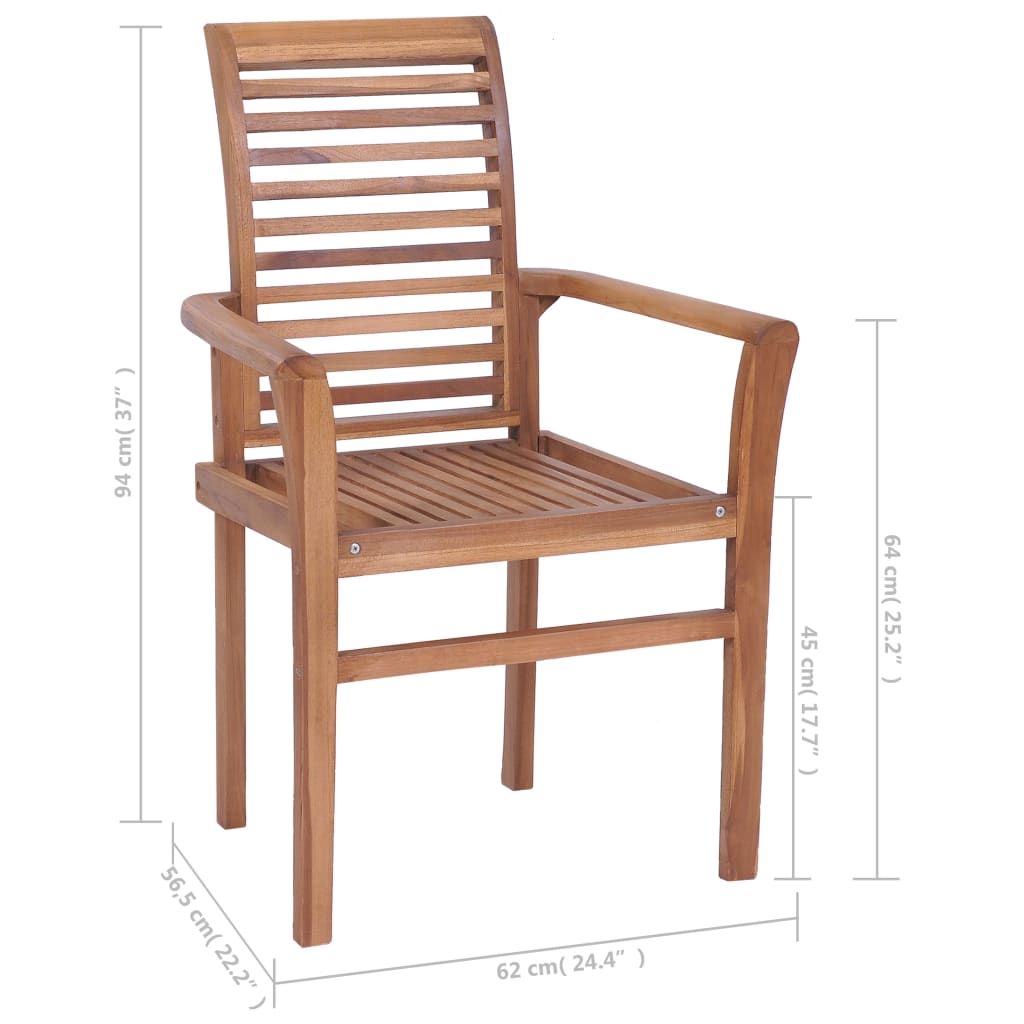 vidaXL Eetkamerstoelen 4 st met antracietkleurige kussens massief teakhout