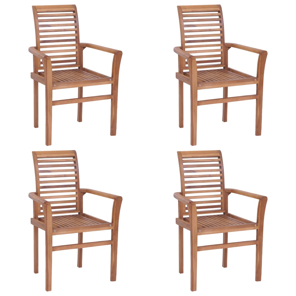 vidaXL Eetkamerstoelen 4 st met antracietkleurige kussens massief teakhout