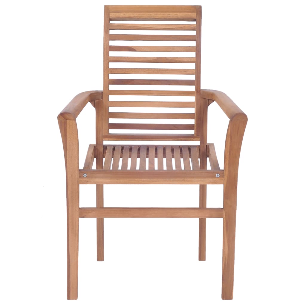 vidaXL Eetkamerstoelen 4 st met antracietkleurige kussens massief teakhout