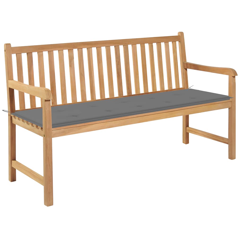 vidaXL Tuinbank met blauw kussen 175 cm massief teakhout