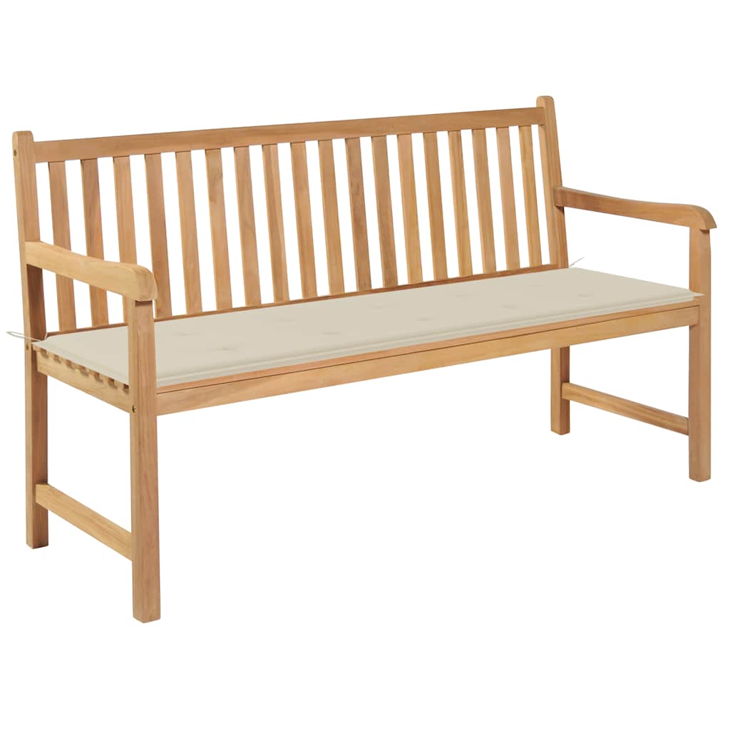 vidaXL Tuinbank met blauw kussen 175 cm massief teakhout