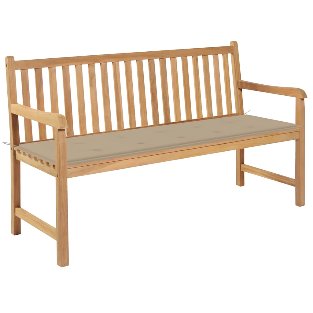 vidaXL Tuinbank met blauw kussen 175 cm massief teakhout