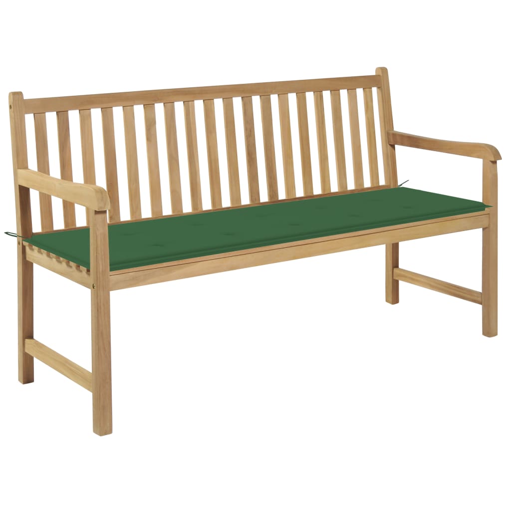 vidaXL Tuinbank met blauw kussen 175 cm massief teakhout