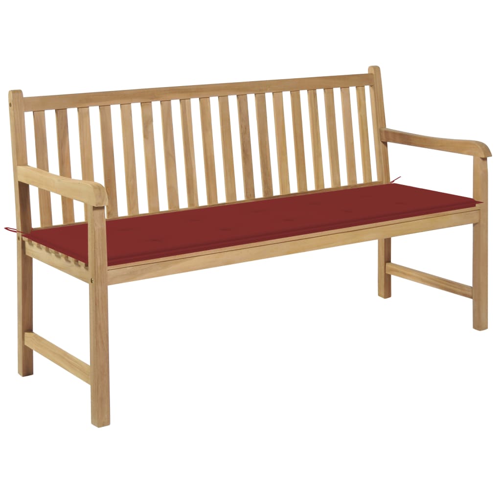 vidaXL Tuinbank met blauw kussen 175 cm massief teakhout