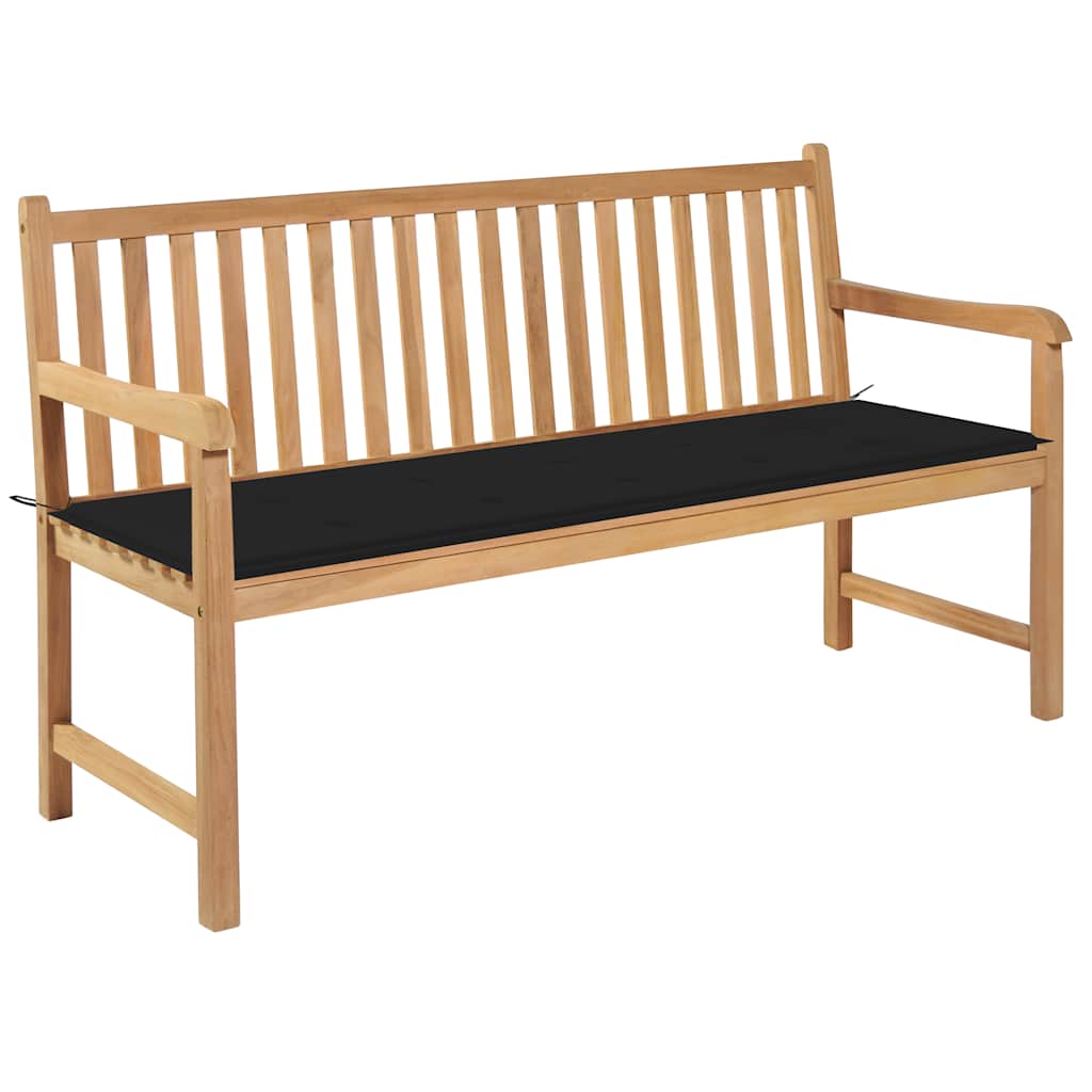 vidaXL Tuinbank met blauw kussen 175 cm massief teakhout