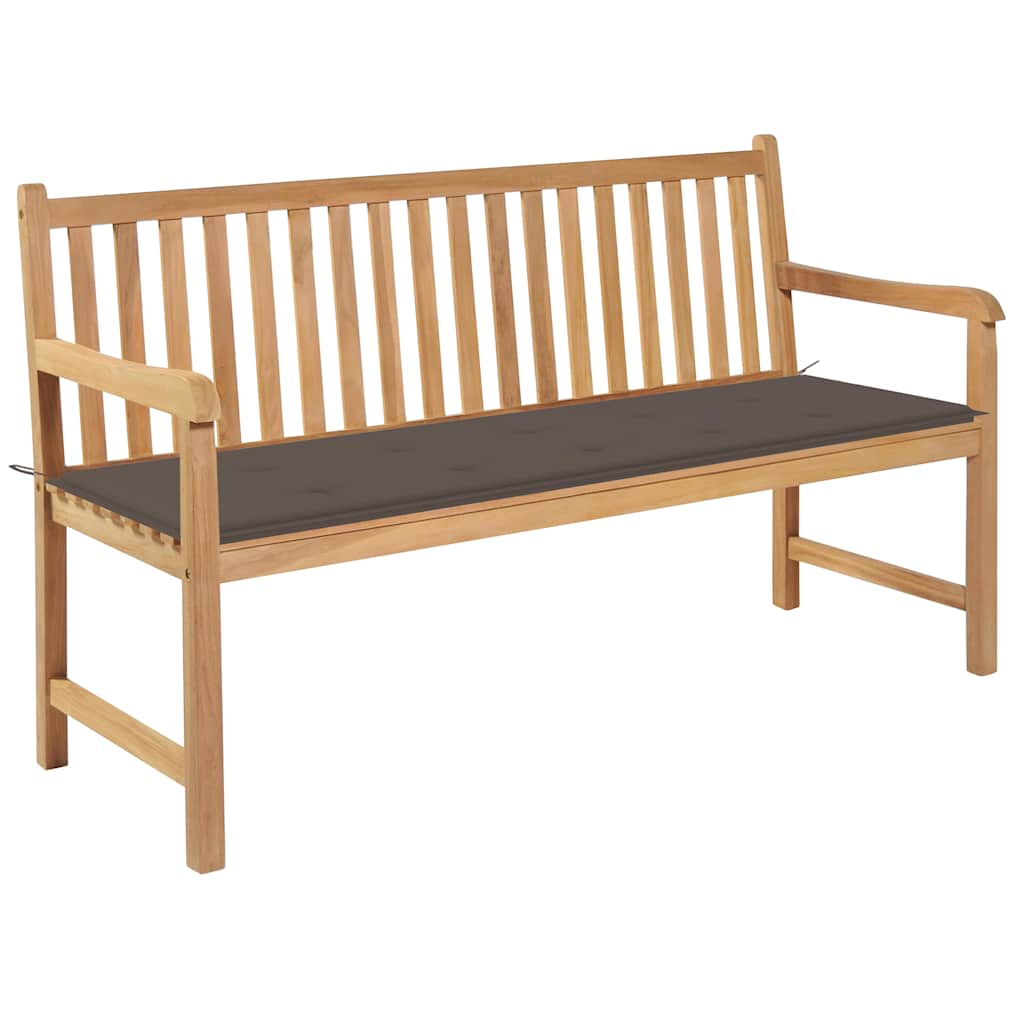 vidaXL Tuinbank met blauw kussen 175 cm massief teakhout