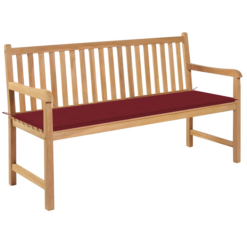 vidaXL Tuinbank met blauw kussen 175 cm massief teakhout