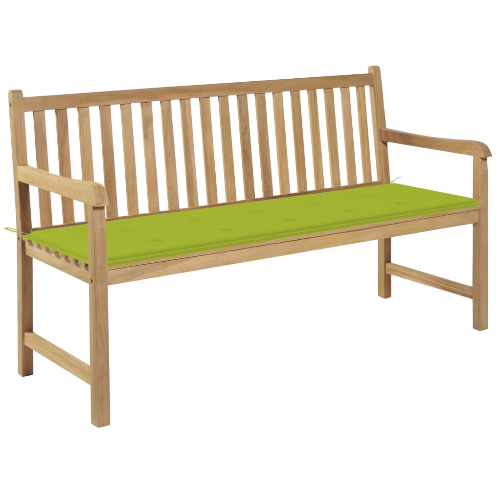 vidaXL Tuinbank met blauw kussen 175 cm massief teakhout