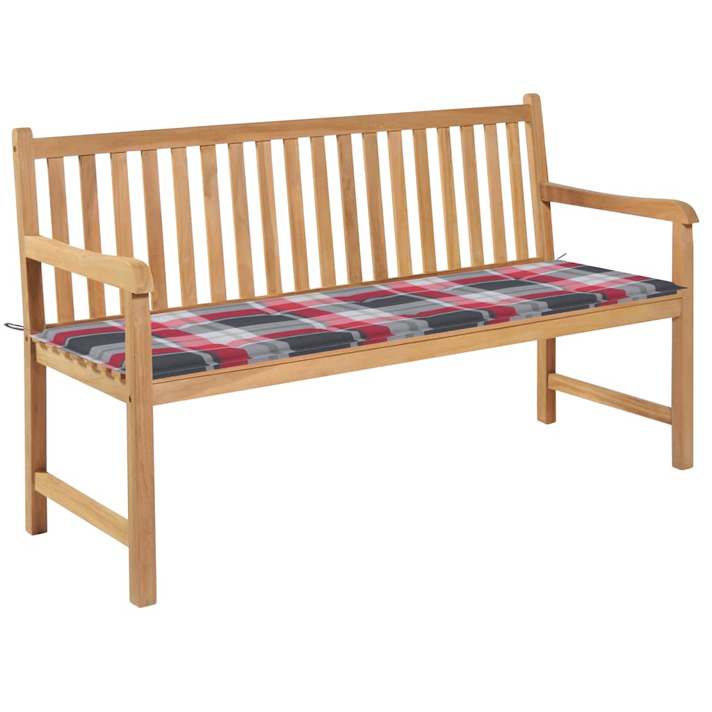 vidaXL Tuinbank met blauw kussen 175 cm massief teakhout