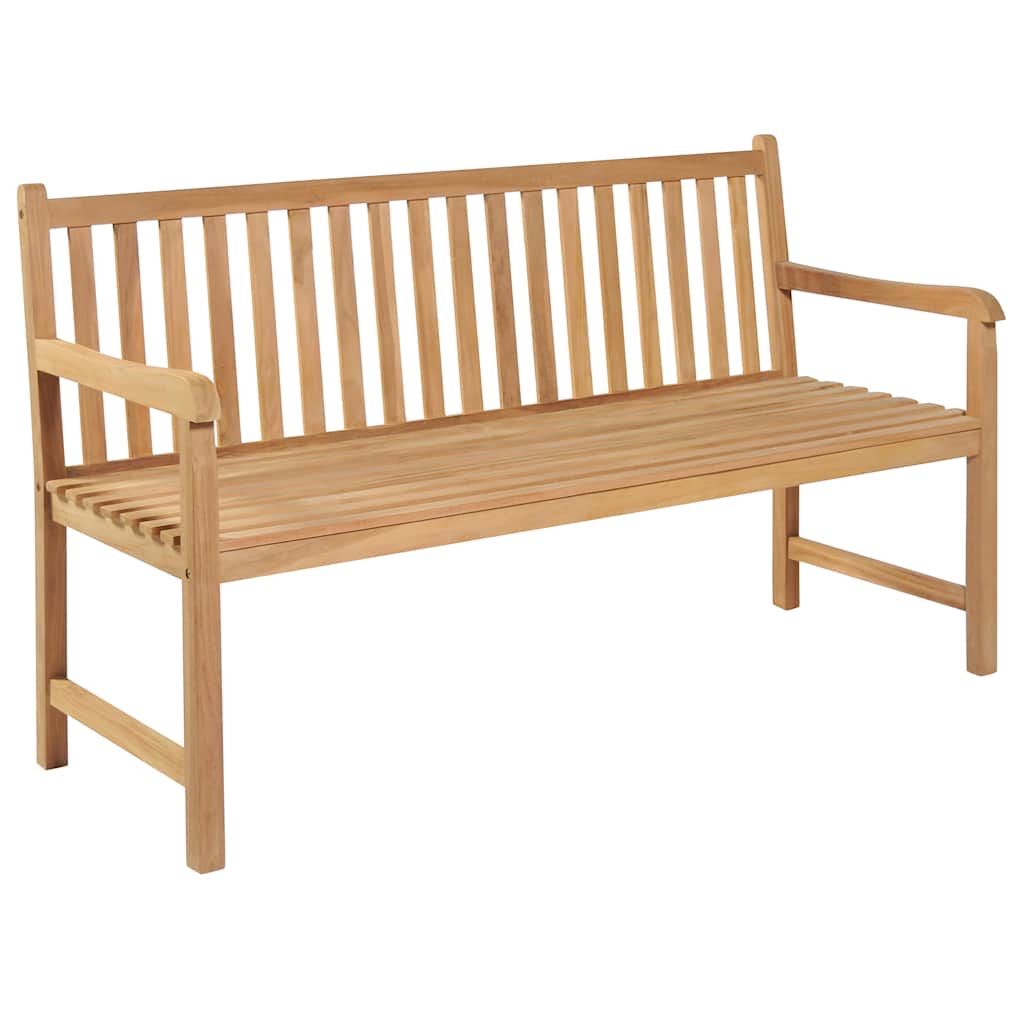 vidaXL Tuinbank met blauw kussen 175 cm massief teakhout