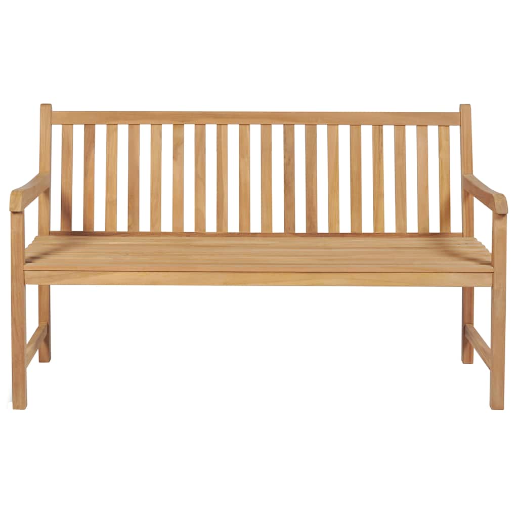 vidaXL Tuinbank met blauw kussen 175 cm massief teakhout