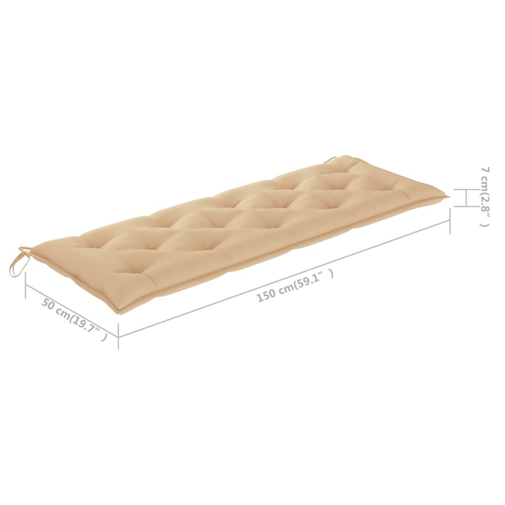 vidaXL Tuinbank met grijs kussen 175 cm massief teakhout