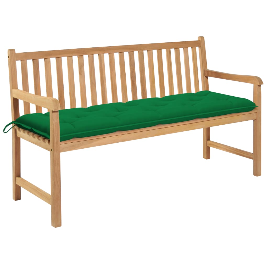 vidaXL Tuinbank met grijs kussen 175 cm massief teakhout