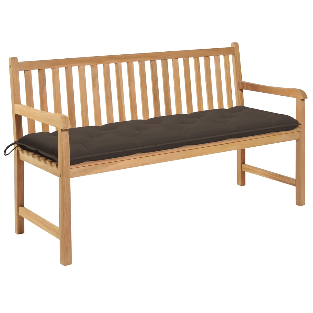 vidaXL Tuinbank met grijs kussen 175 cm massief teakhout