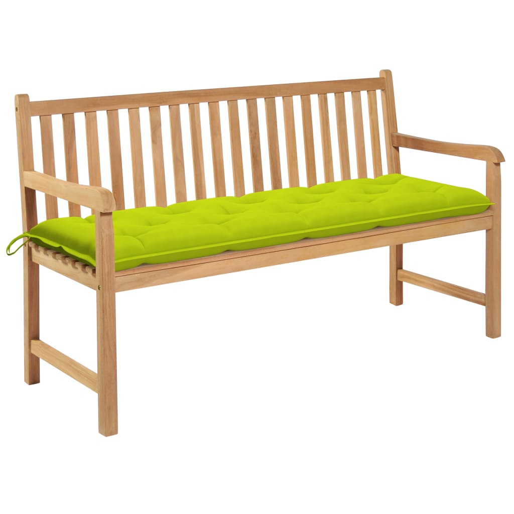 vidaXL Tuinbank met grijs kussen 175 cm massief teakhout