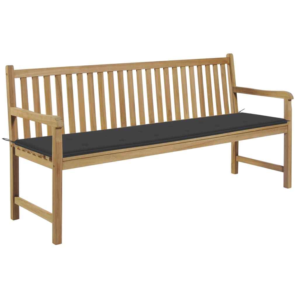 vidaXL Tuinbank met blauw kussen 175 cm massief teakhout