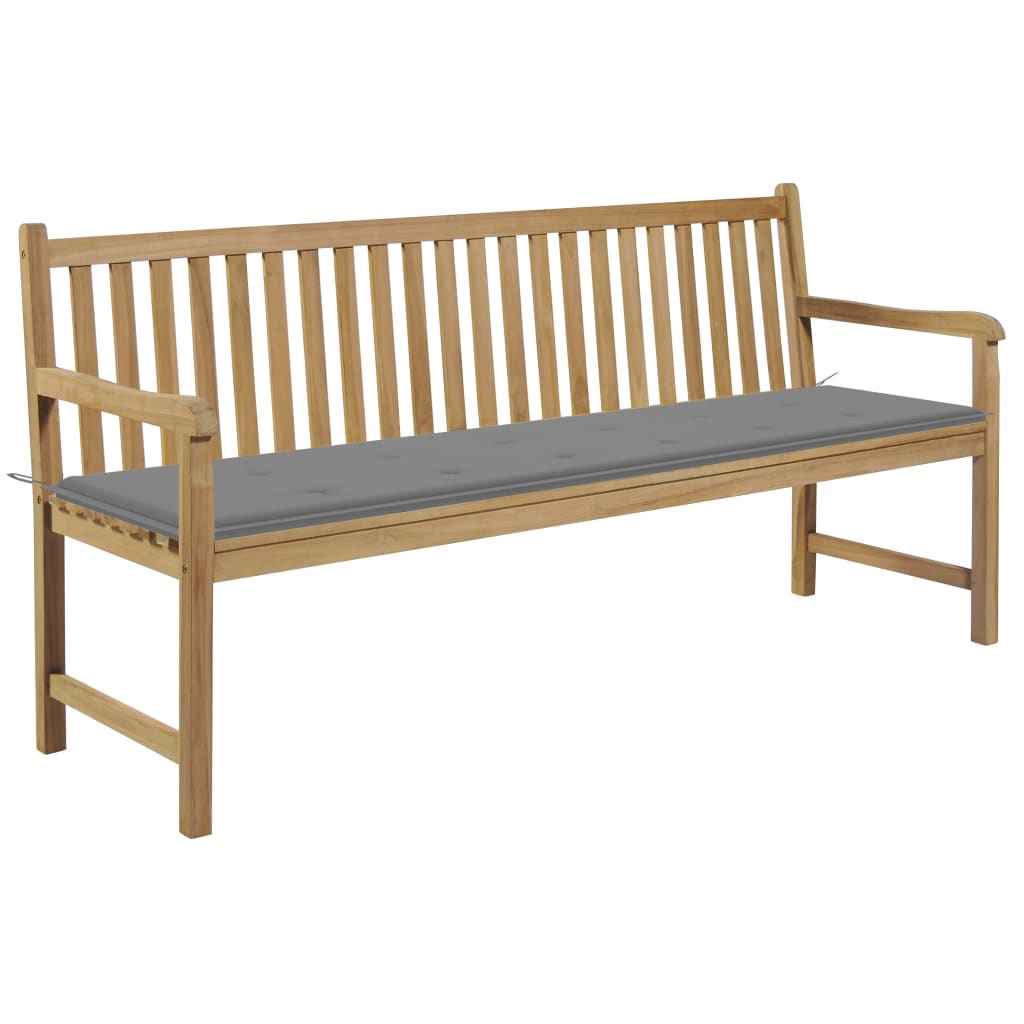 vidaXL Tuinbank met blauw kussen 175 cm massief teakhout