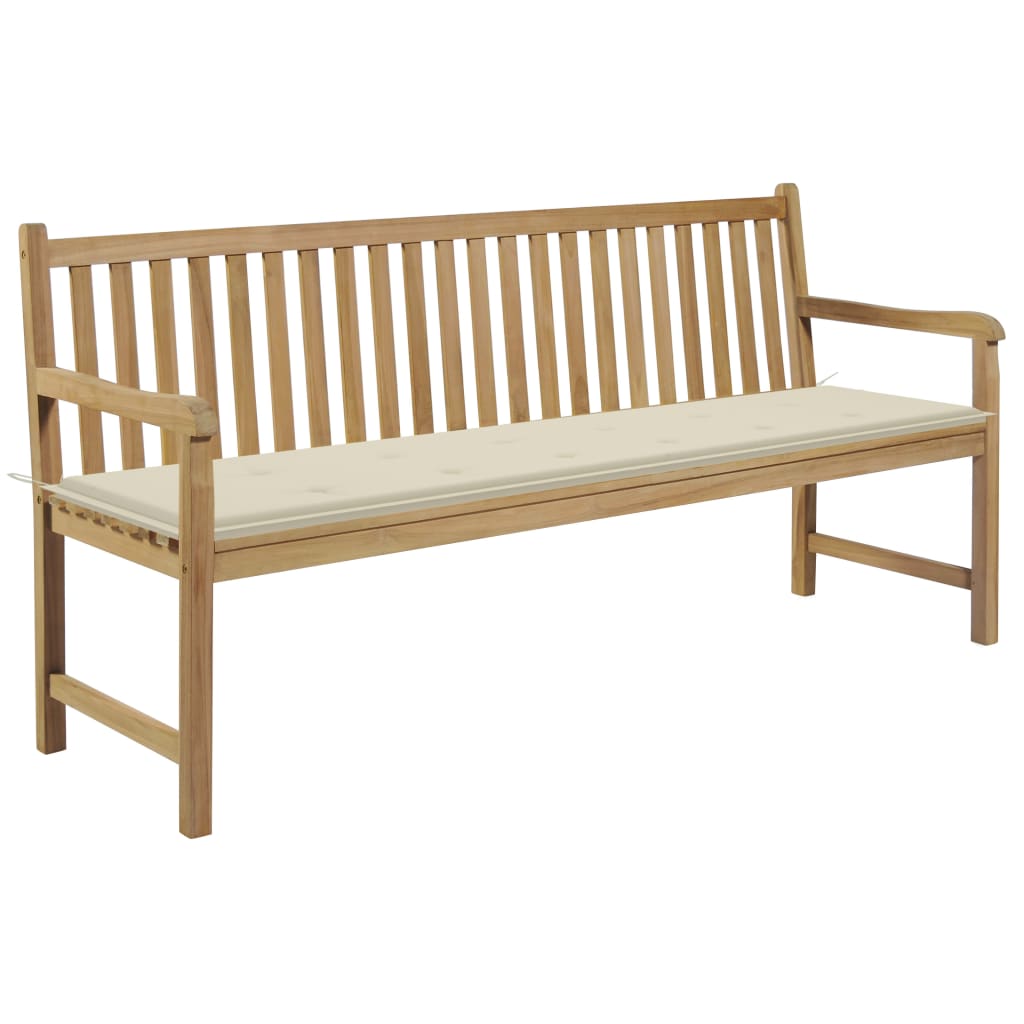 vidaXL Tuinbank met blauw kussen 175 cm massief teakhout