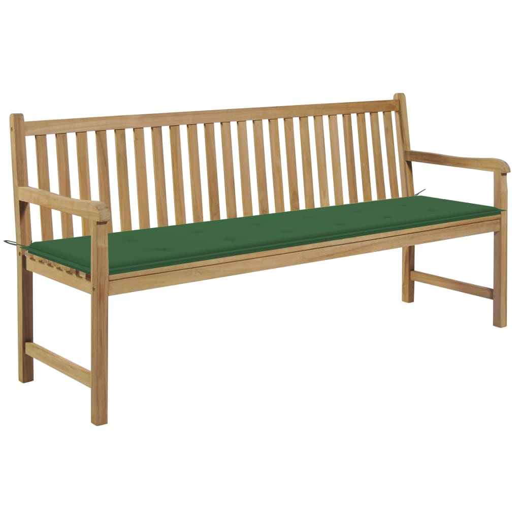 vidaXL Tuinbank met blauw kussen 175 cm massief teakhout