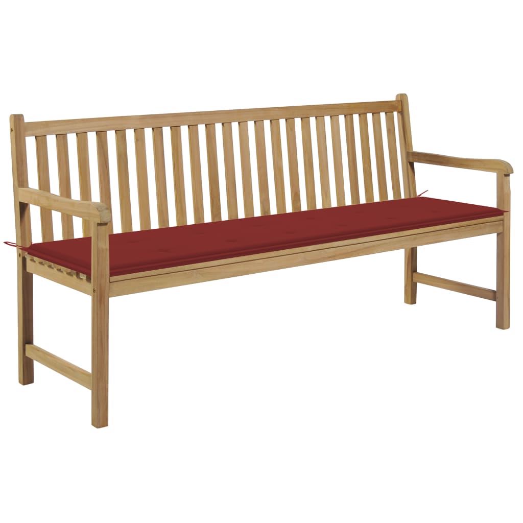 vidaXL Tuinbank met blauw kussen 175 cm massief teakhout