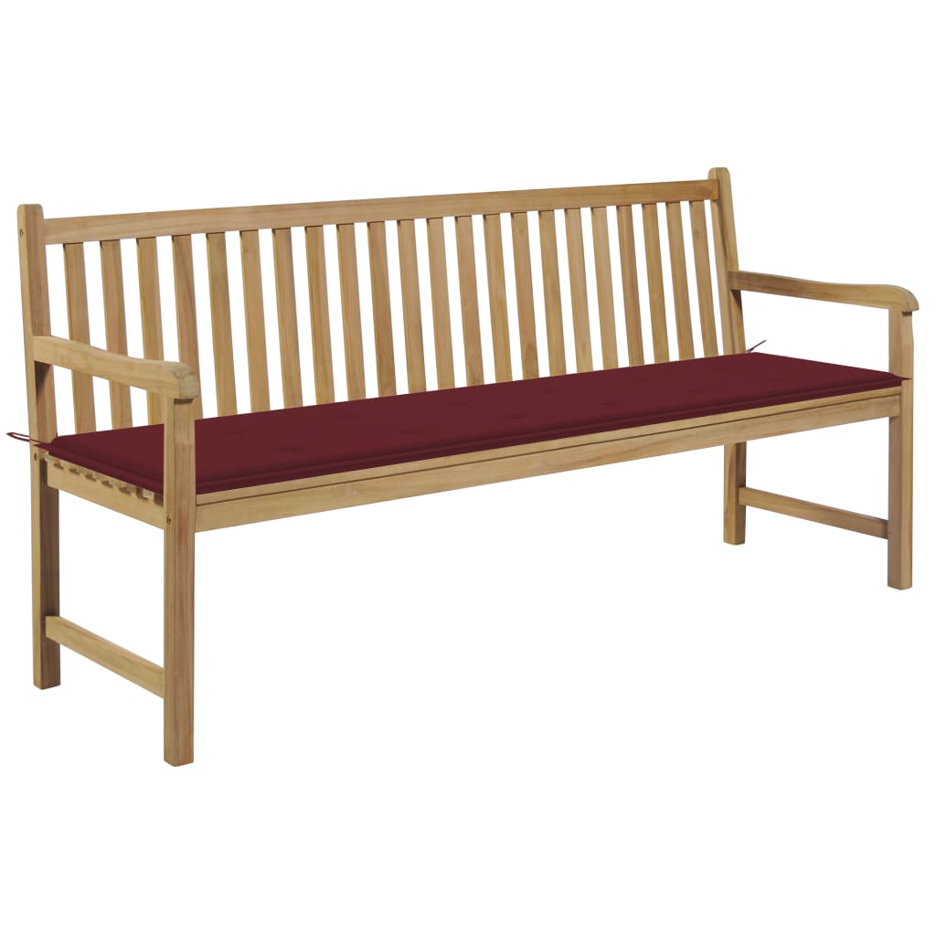 vidaXL Tuinbank met blauw kussen 175 cm massief teakhout