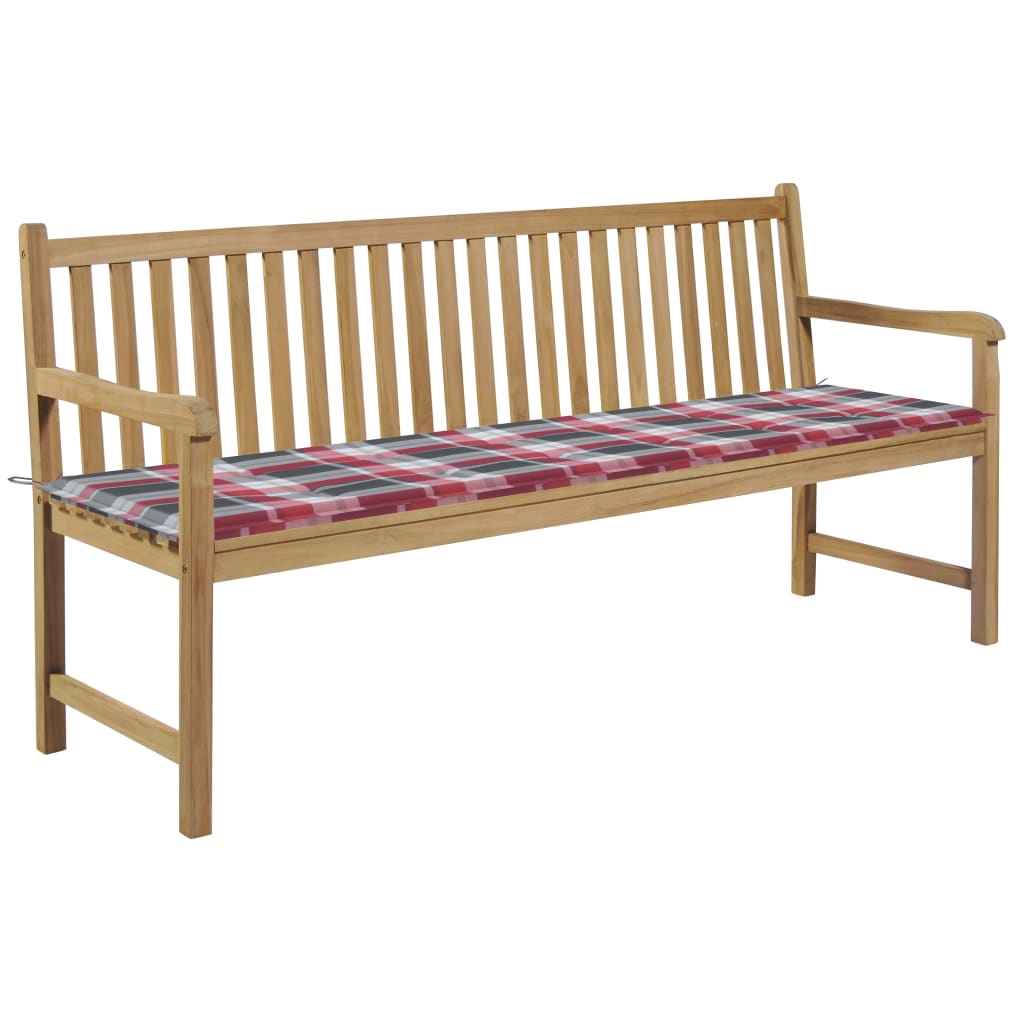 vidaXL Tuinbank met blauw kussen 175 cm massief teakhout