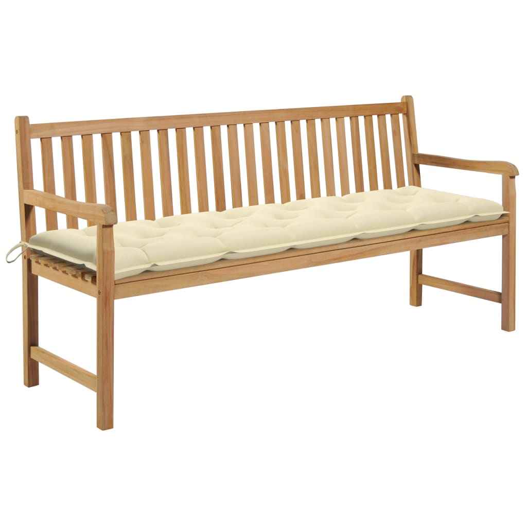 vidaXL Tuinbank met grijs kussen 175 cm massief teakhout