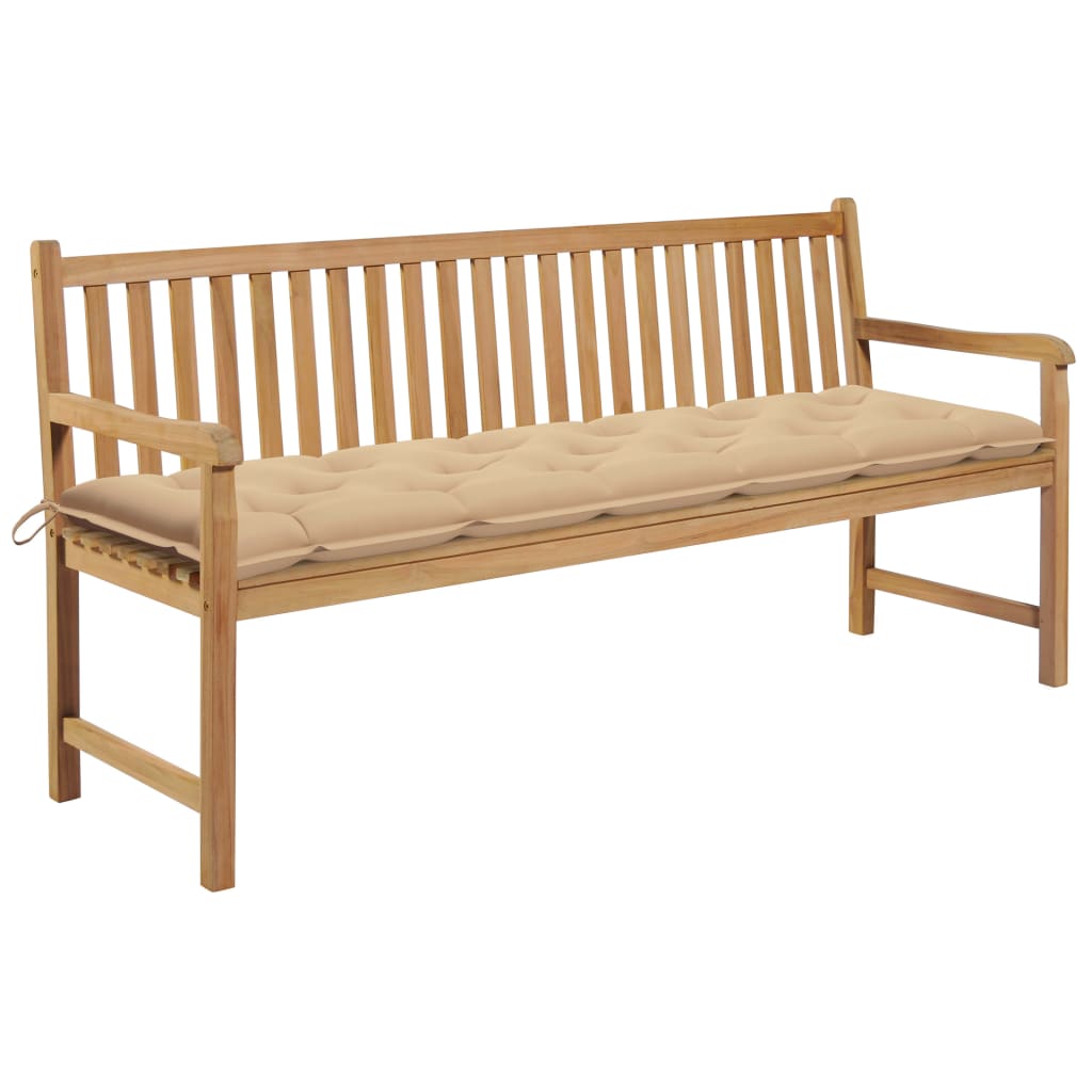 vidaXL Tuinbank met grijs kussen 175 cm massief teakhout
