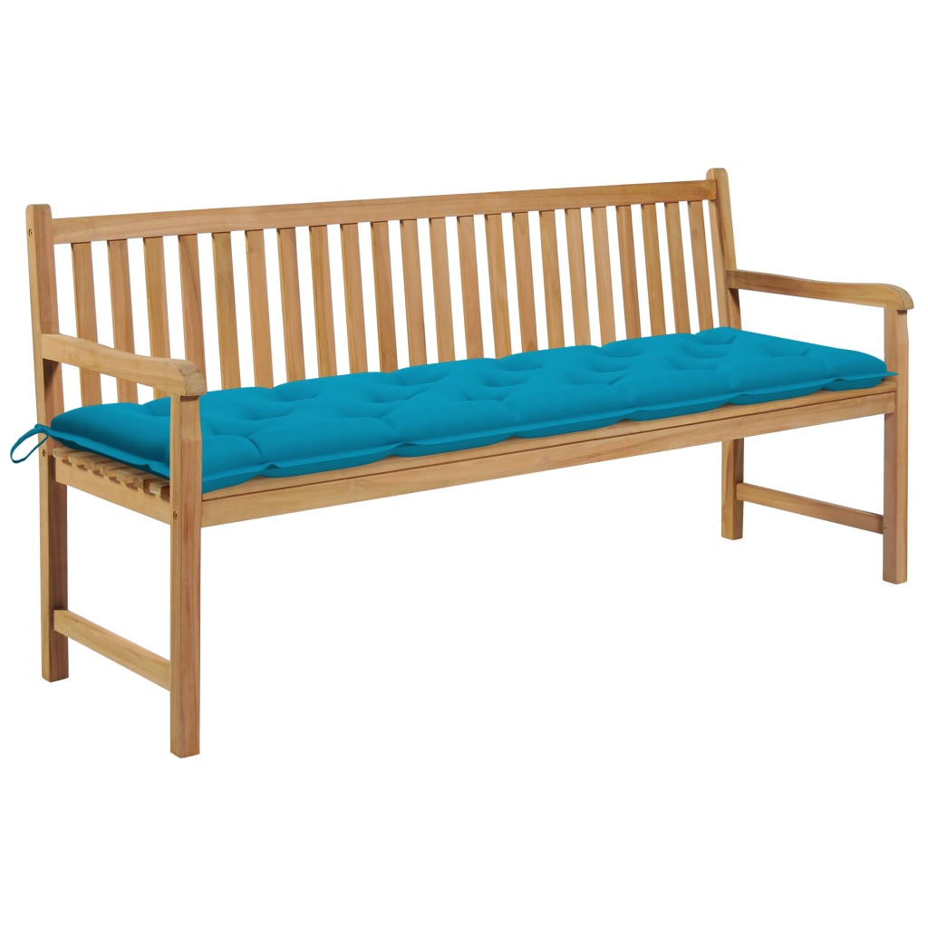 vidaXL Tuinbank met grijs kussen 175 cm massief teakhout