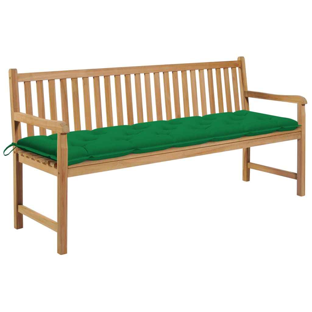 vidaXL Tuinbank met grijs kussen 175 cm massief teakhout