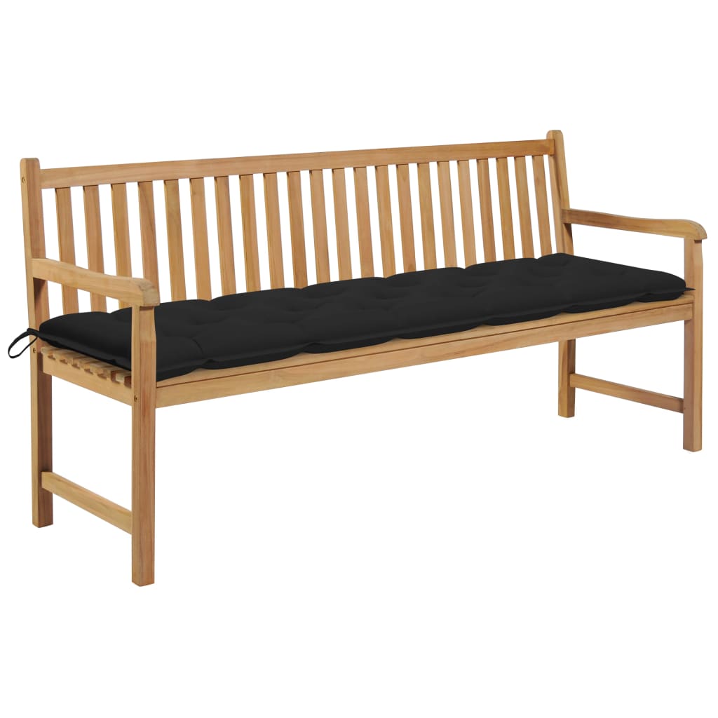 vidaXL Tuinbank met grijs kussen 175 cm massief teakhout
