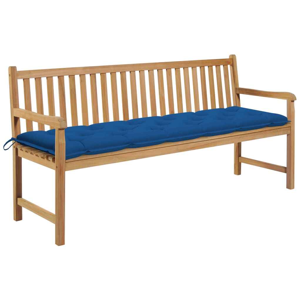vidaXL Tuinbank met grijs kussen 175 cm massief teakhout