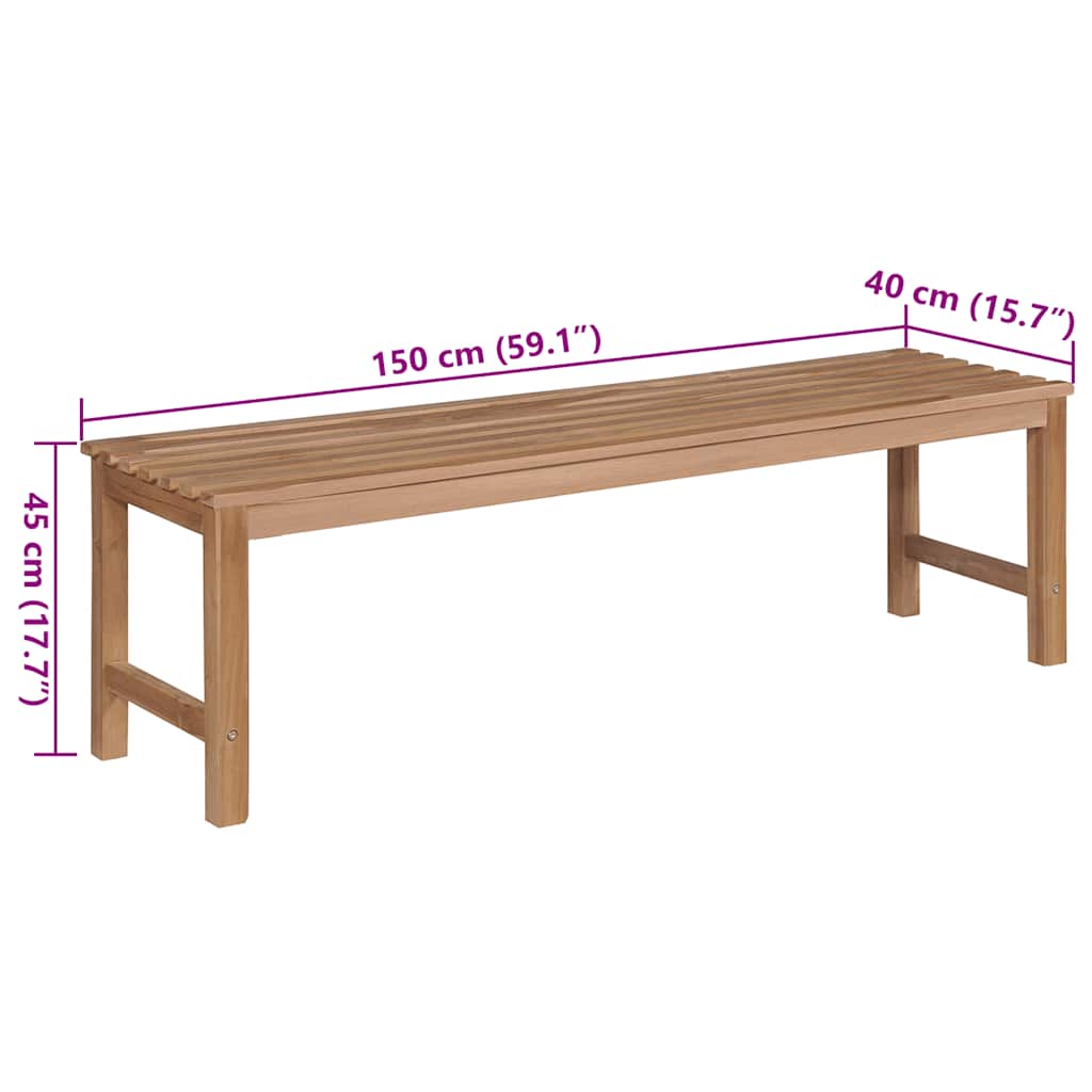 vidaXL Tuinbank met antracietkleurig kussen 150 cm massief teakhout