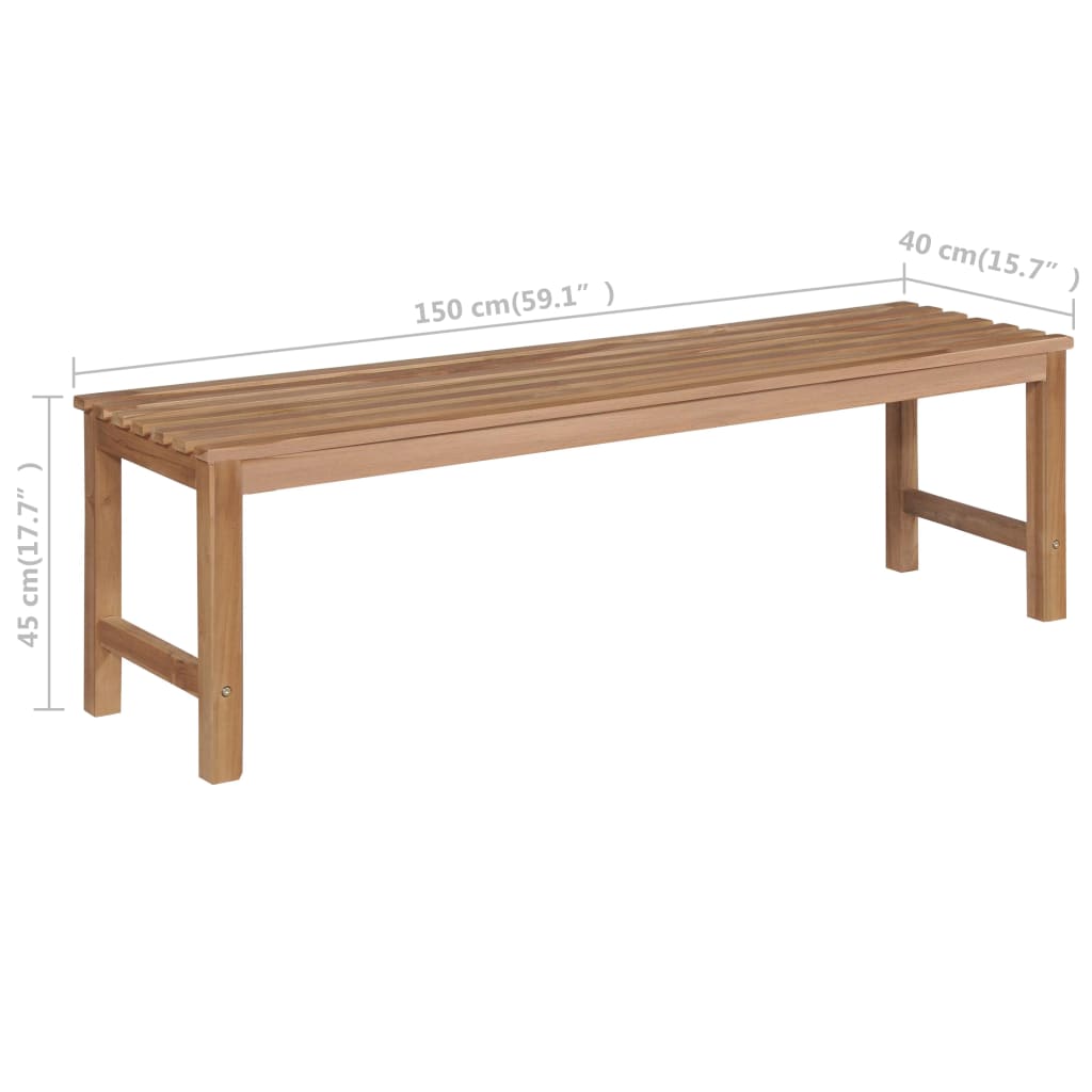 vidaXL Tuinbank met antracietkleurig kussen 150 cm massief teakhout