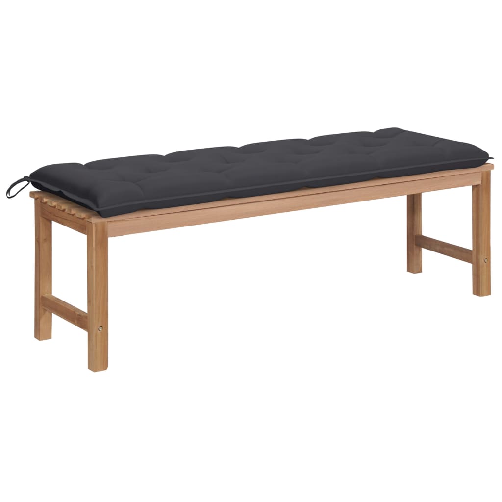 vidaXL Tuinbank met antracietkleurig kussen 150 cm massief teakhout