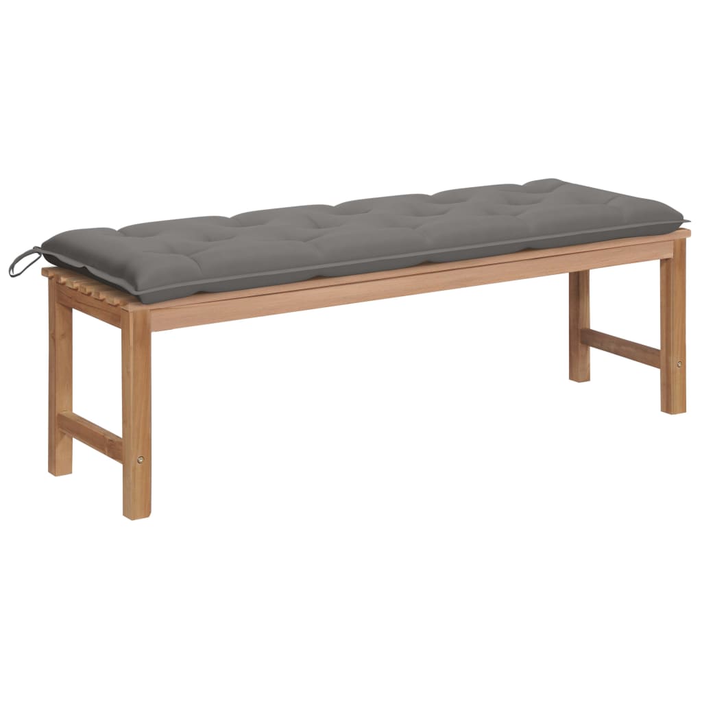 vidaXL Tuinbank met antracietkleurig kussen 150 cm massief teakhout