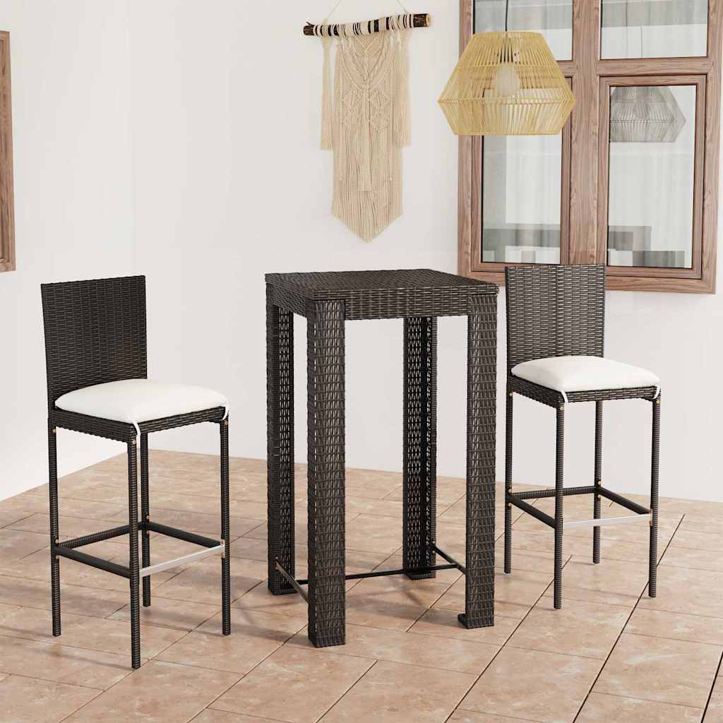 vidaXL 5-delige Tuinbarset met kussens poly rattan grijs