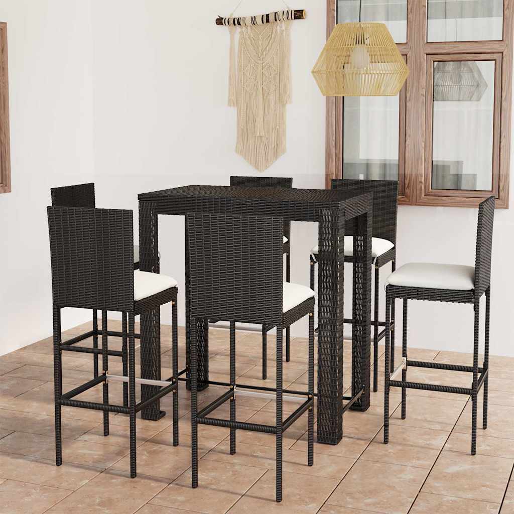 vidaXL 5-delige Tuinbarset met kussens poly rattan grijs